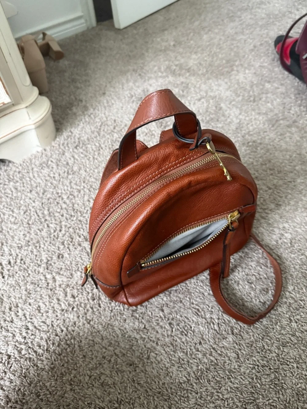 Fossil Small Brown Leather Backpack - Picture 4 of 4